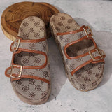 Flowers Embroidery Thick Bottom Sandals Women Fashion Designer Buckle Platform Slippers Woman Summer 2025 Non Slip Sandles Mujer