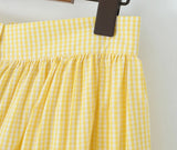 Foridol Gingham Printed Yellow Women Summer Dress Set Lace Top+skirt Sets Vintage French Style Midi Dress Oufits Plaid Vestidos