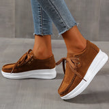 Yellow Lace Up Thick Bottom Sneakers Women Lightweight Wedges Platform Sport Shoes Woman Plus Size 43 Anti Slip Walking Shoes