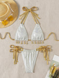Shiny Snake Skin Bikinis 2026 Shell Pendant Bikini Female Swimsuit Women Swimwear Two-pieces Bikini Set Micro Bathing Suit Swim
