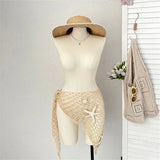 New 3D Star Hollow Out Crochet Knitted Sarong Pareo Beach Dress Beach Wear Beachwear Beach Cover Up Cover-upsFemale Women V7309