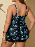 VigoJany 2026 Red Floral Print Plus Size Tankini Swimwear Women Large 2 Piece Curvy Dress Swimsuit Lady Big Shorts Bathing Suit