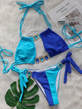 Splicing Halter Jewelled Diamond Bikini 2025 Women Swimsuit Female Swimwear Two Pieces Bikini Set Hollow Out Bathing Suit Swim
