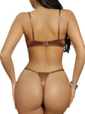 Sexy French Push-Up Bra Set Leaf Pattern Lace Embroidery Ultra-Thin Lingerie TFSJ
