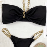 Bikini 2026 Sexy Black Chain Strap Halter Swimwear Swimsuit Women Bikinis Set Bathing Suit Beach Bikini Female Biquinis Feminino
