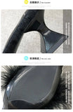 Women's Half Slippers New Summer Sexy Pointed Temperament High-heeled Slippers Female Fashion Furry High Heels Solid Slides