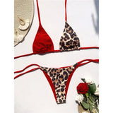 XS - L 8 Color Splicing Halter Leopard Bikini Female Swimsuit Women Swimwear Two-piece Bikini set Bather Bathing Suit Swim V3736