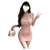 Straw Girl's Sexy Cherry Print Lace See-Through Nightdress with Chest Pads, Pure Desire Cute Lingerie 2592 5U1M