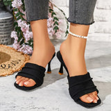 Women's  Round Toe Open Toe Stiletto Sandals Fashion Pleated Slip-On Slippers