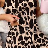 New Women's Leopard Print Printed Suspender Top and Elastic Waist Shorts Women's Sexy Casual Home Summer Pajama Set