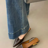 Summer Pointed Toe Women Sandals Fashion Singbacks Mules Shoes Ladies Elegant Low Heel Stripper Party Sandalias 2025