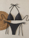 Triangle Halter Thong Bikinis 2026 Women Sexy Swimsuit Dot String Swimwear Female Bathers Bathing Swimming Swim Suit Beachwear