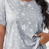 Plus Size Silk Pajamas Ladies Set T-Shirt Shorts 5xl Home Wear Women Sleepwear Fashion Soft Cartoon Casual Star Moon Nightwear
