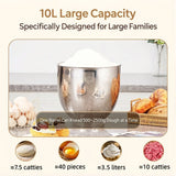 SUNATUR 10L Stand Mixer 2200W, 304 Stainless Steel Bowl, 11+P Speed Batidora, Timed Fermentation Dough Kneader, Egg Beater & Mea