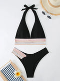 Halter Bikini 2025 Solid Bandage Swimsuit Women Padded High Cut Swimwear Female Bathers Bathing Swimming Swim Suit Beachwear