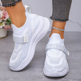 Shiny Crystal White Platform Sneakers Women Comfort Knitted Breathable Walking Shoes Woman Casual Non-Slip Sport Shoes Ladies