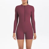 Women's Yoga Jumpsuits Sports Fitness Backless Half Zipper Peach Hip-Lifting Naked Feel Gym Running Workout One-Piece Bodysuits