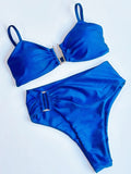 Shiny Sparkling U Shaped Female Swimsuit High Waist Bikini Women Swimwear Two-pieces Bikini Set Pool Bathing Suit Swim Beachwear