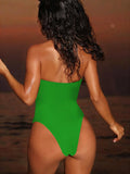 2026 Summer Women's One-piece Suit Swimwear Sexy Hollow Out Neck Lace-up Bodysuit Beachwear High Waist Push Up Bathing Suits