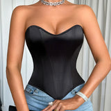 French Fashion Heart-Shaped Vest Corset Casaul Style Chest Corset Boned Motorcycle Style Short Sexy Waist Trainer For Women EEI6