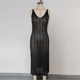 4 Color Hollow Out Sleeveless Crochet Knitted Tunic Beach Cover Up Cover-ups Beach Dress Beach Wear Beachwear Female Women K6783