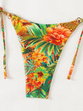 Tropical Print Bikini Set Women's 2026 New 2 Piece Swimsuit Sexy Triangle Halter Backless Thong Swimwear Beach Vacation Wear