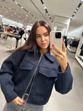 Foridol Autumn Winter Thick Burgundy Coat Jacket Women Zip Closure Turn Down Collar Short Jacket Veste Casual Angola Red Coat