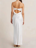 Women Evening Party Long Dress Backless Cut Out Strapless Straight Dress Summer Sexy Elegant Dresses