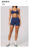 Seamless Yoga Suit Women Exposed Back Pleate Sports Bra High Waist Shorts Fitness Sets Outdoor Running Athletic Wear Tracksuit