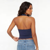 2026 Summer Women's Halter Square Neck Vest Sleeveless Open Back Slim Fit Corset Retro Casual Sexy Cropped Tank Tops