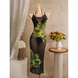With Floral Dress Printed Halter Bikini Female Swimsuit Women Swimwear Three-pieces Bikini set Bather Bathing Suit Swim V8204