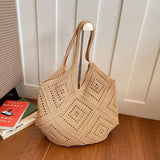 Yarn Hollow Out Large Capacity Shoulder Bags Summer New Ladies Bags Casual Soft Versatile Women's Handbags
