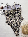 Women Leopard Print Swimsuit One Piece Push Up Hollow Bikini Swimwear Bathing Suit Beach Outfits Bodysuit Biquini Tankini