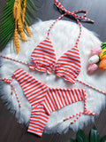 Sexy print women's bikini swimsuit split set with straps and tassels 2-piece set for summer beach swimsuit