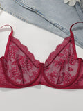 Women's sexy embroidered lace plus size bra with steel ring gathering push up breathable and comfortable lingerie MR2964
