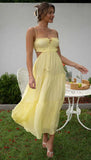 Foridol Strapless Yellow White Summer Dress for Women Elegant Holiday Beach Boho Maxi Long Sundress Backless Sexy Party Vestidos