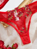Womens Embroidered Bralette Lingerie And Panty Set Floral Design Soft Stretch Fabric Comfortable Everyday Underwear