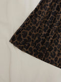 French style leopard print mesh sheer nightgown, sexy lace-edge deep V strap nightgown with T-shirt two-piece set ZA825233