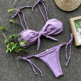 2026 Sexy Bikini Women Knotted Purple Swimwear Swimsuit Bowknot Bikinis Set Bathing Suit Banadores Mujer Maillot De Bain Femme
