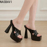 Summer New Style Fashion Waterproof Platform Super High Heel Women's Slippers Outdoor Party Open Toe Sandals High 15cm Size 37