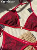 Embroidery Halter High Leg Cut Bikini Female Swimsuit Women Swimwear Two-Pieces Bikini Set Padded Bather Bathing Suit Swim V6849