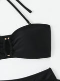 Halter Bandeau Bikinis 2026 Women Sexy Swimsuit Solid Padded High Waist Swimwear Female Bathers Bathing Swimming Swim Suit