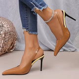 2026 Women's Shoes High Heel Fashion Non-Slip Wear-Resistant High Heels Women's Pointed Toe Patent Leather Slip-On Sandals