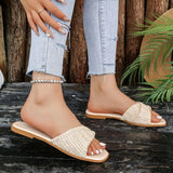 Women Open Toe Weave Slippers Ladies Outdoor Soft Sole  Flats 2026 New Summer