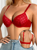 Gift for Her - Red Lace Bra Romantic Push Up Embroidered lace Sexy Lingerie Valentine's Day Gift MR3622