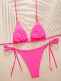 Halter Triangle String Bikinis 2026 Women Sexy Swimsuit Solid Stars Swimwear Female Bathers Bathing Swimming Swim Suit