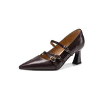 2026 Metal Buckle Hollow Sandals Office girl Pointed  Thin Heel Patent Leather Fashion Single Shoe 35-42 Big Size Women Shoes