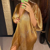 Sexy Fringe Tassel Mesh Sheer Shiny Knitted Tunic Beach Cover Up Cover-ups Beach Dress Beach Wear Beachwear Female Women V3321