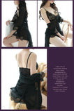TJ large size see-through suspender sexy temptation lace nightgown temptation mesh pajamas