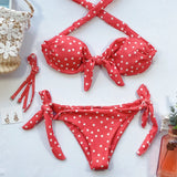 Sexy Leopard Polka Dot Knotted Brazilian Bikini Women Swimwear Female Swimsuit Two-pieces Bikini Set Bather Bathing Suit V643